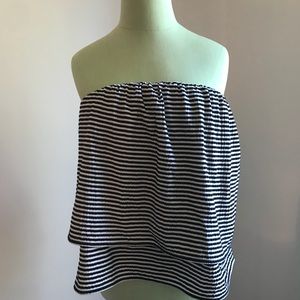 Club Monaco Double Layer Stripe Strapless Top